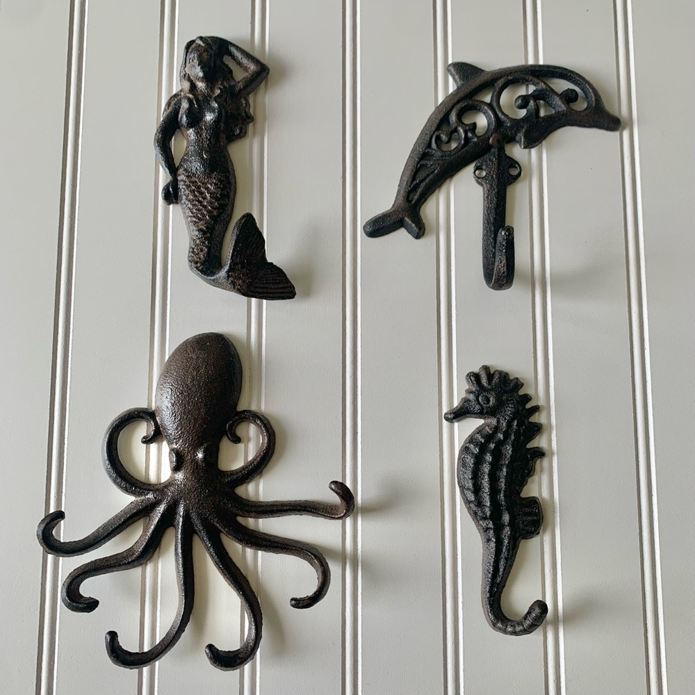 Coastal Cast Iron Wall Hooks Set